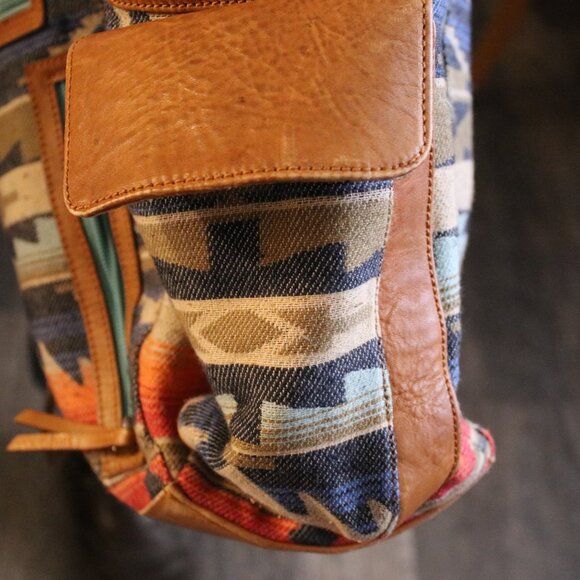 Southwestern Patterned Tote Bag with Tan Accents - Picture 7 of 9
